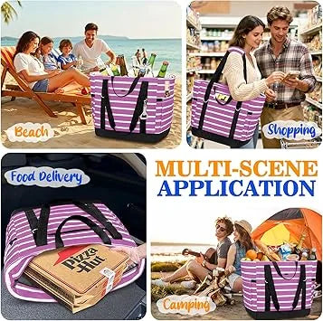 Close-up of PEVA collapsible cooler bag material and zipper feature