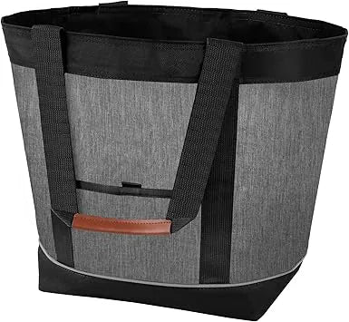 Reusable insulated bag side view showing durable construction and stitching detail