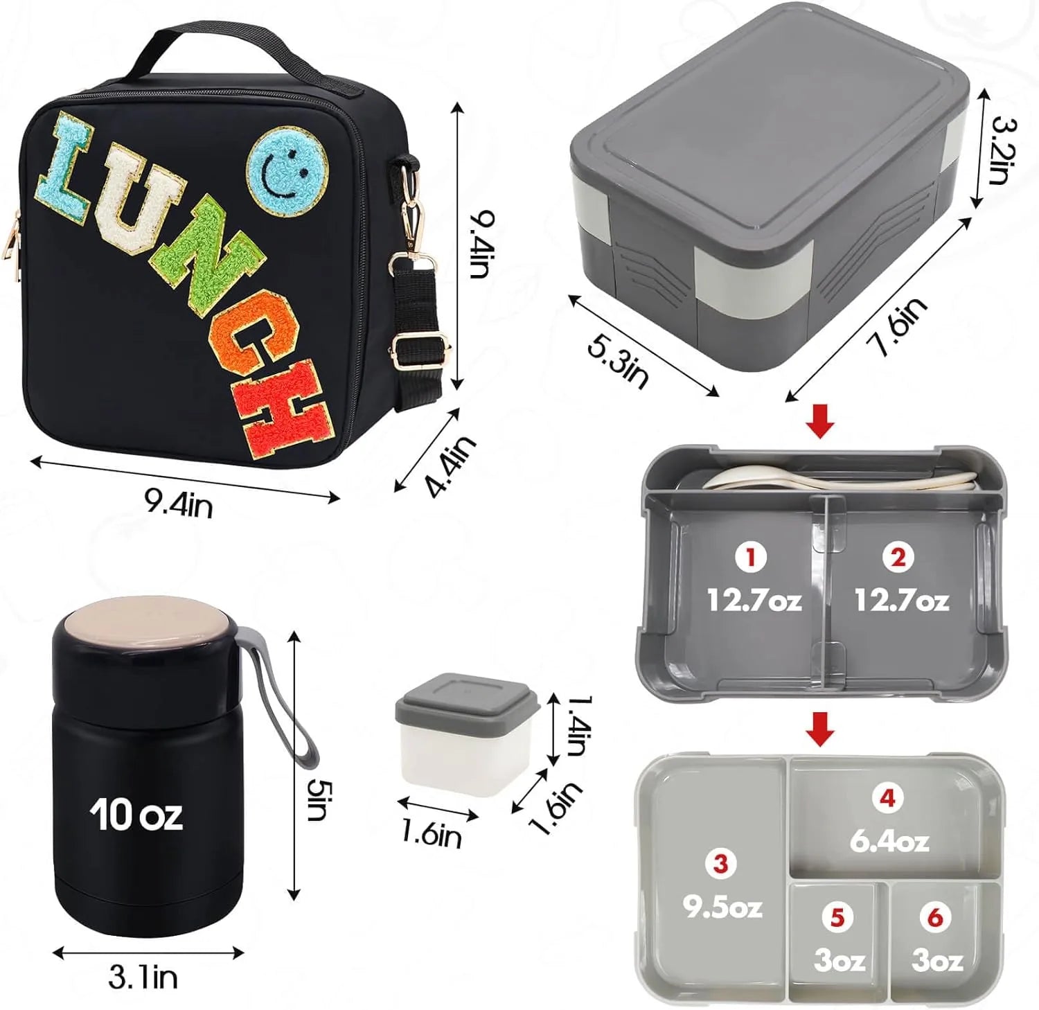 Preppy lunch box for teens with 10oz thermal insulation