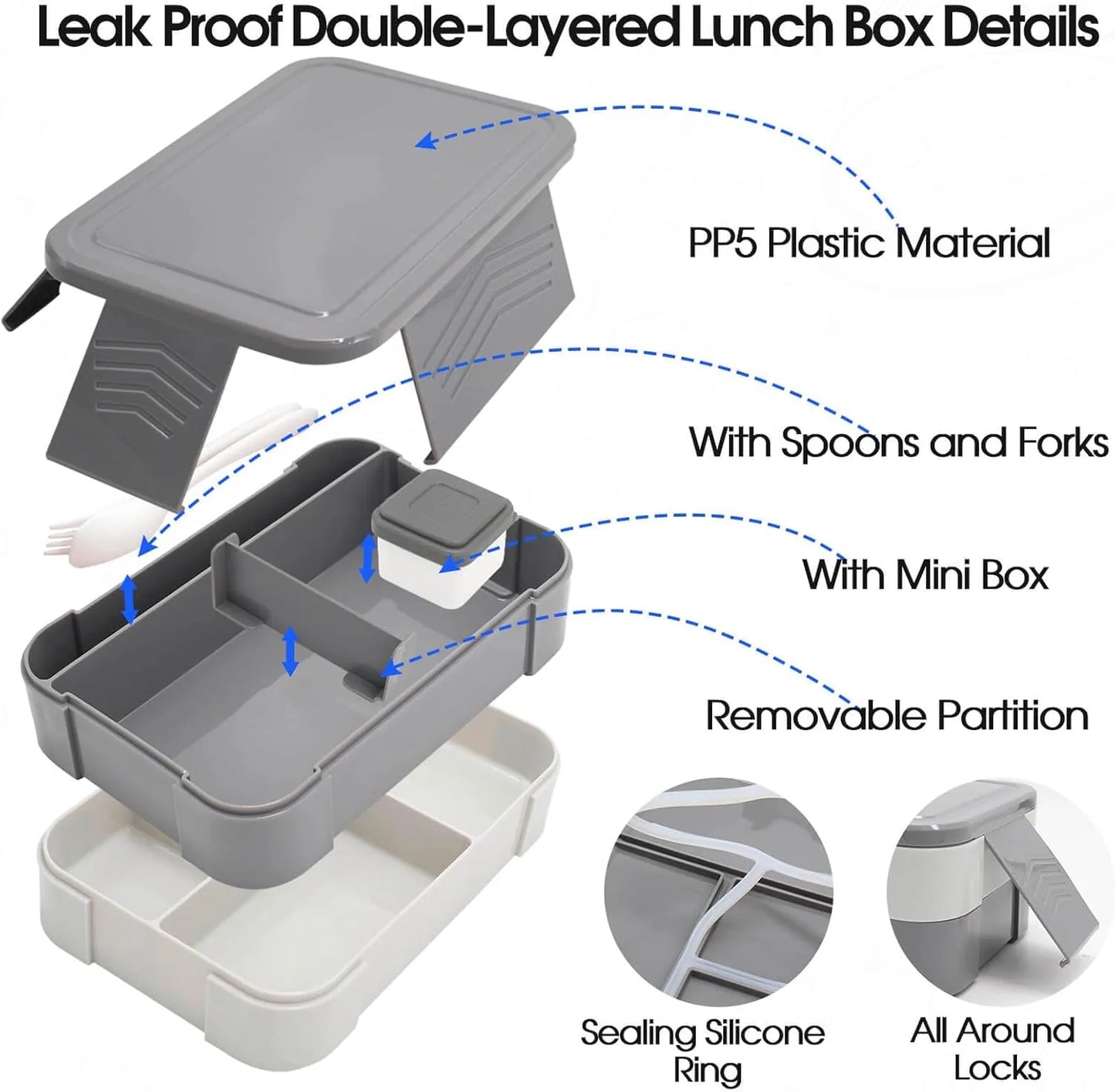 Children's bento lunch box with thermal insulation and multiple compartments