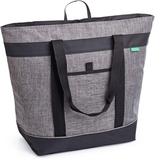 Jumbo insulated cooler bag charcoal with thermal insulation front view