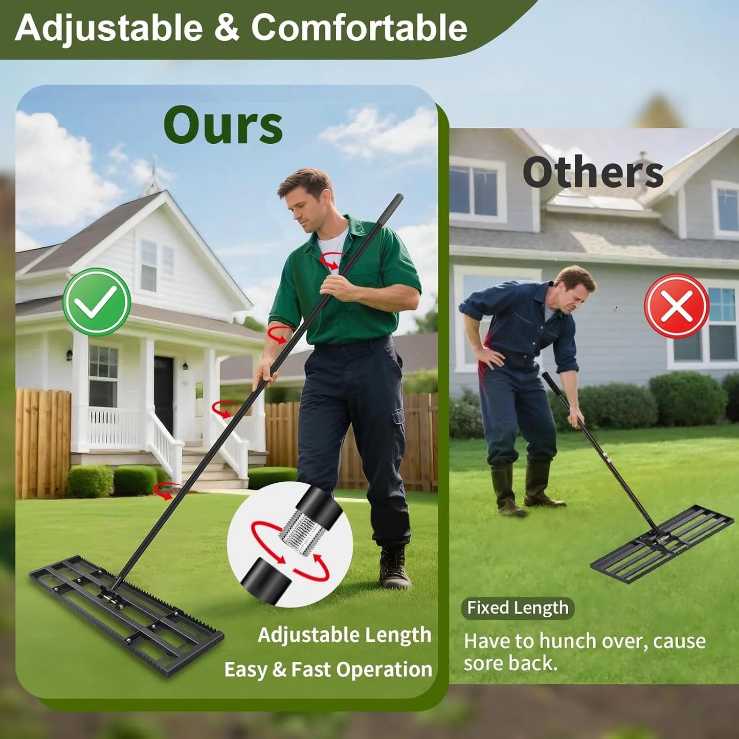 x10 steel landscape leveler tool for compost sand and grass yard leveling