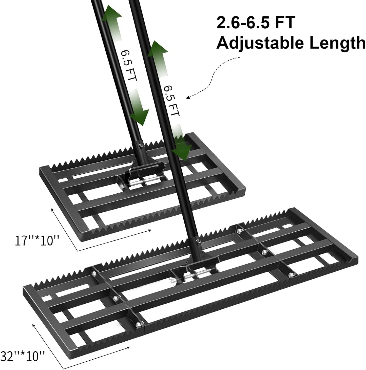 Durable landscape leveling tool with reinforced construction for leveling soil and compost