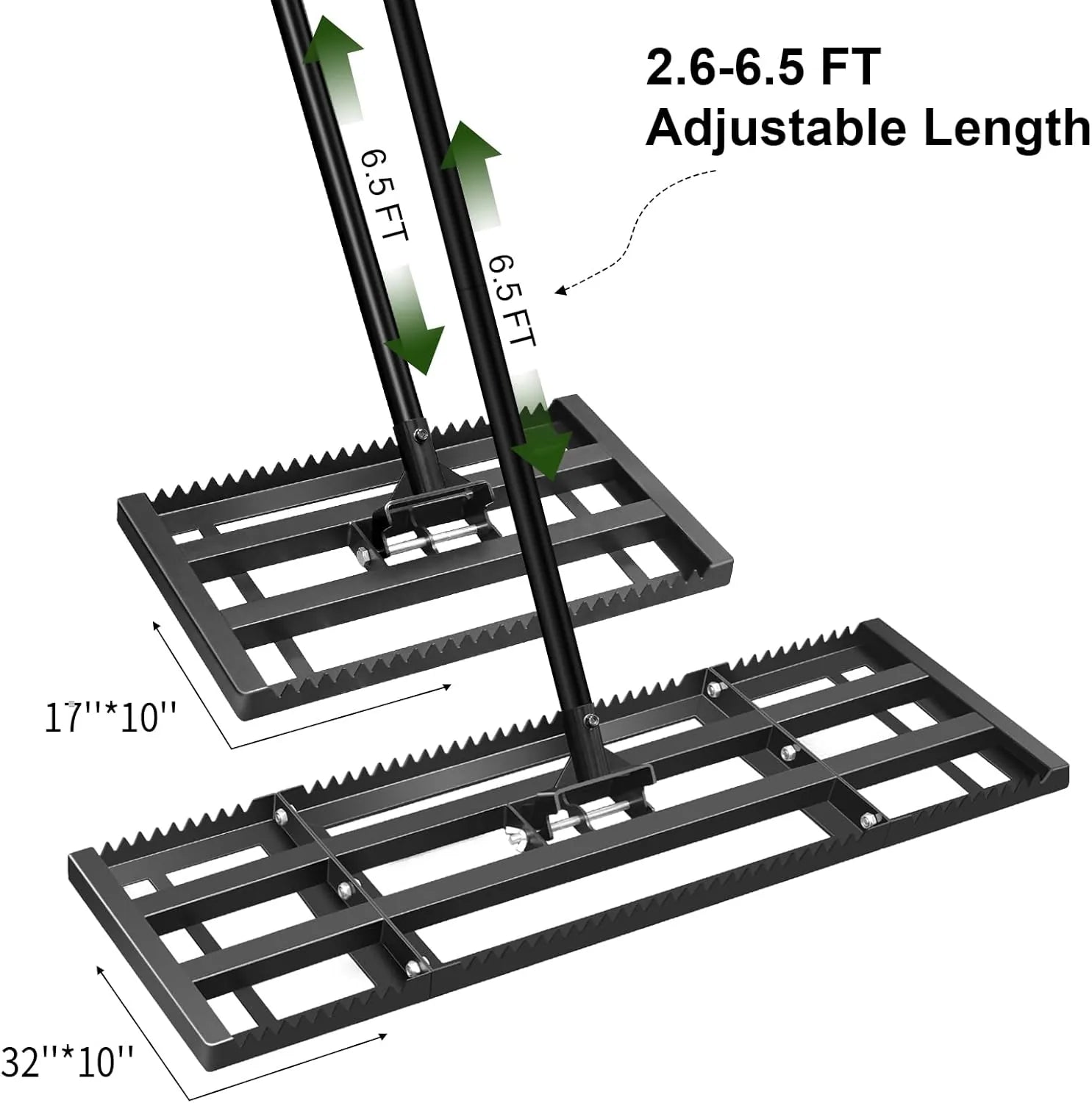 Durable landscape leveling tool with reinforced construction for leveling soil and compost