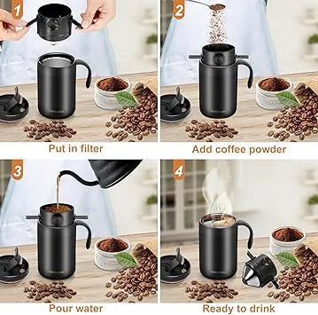MACIFECI camping coffee pot 16oz capacity lightweight pour over brewing system