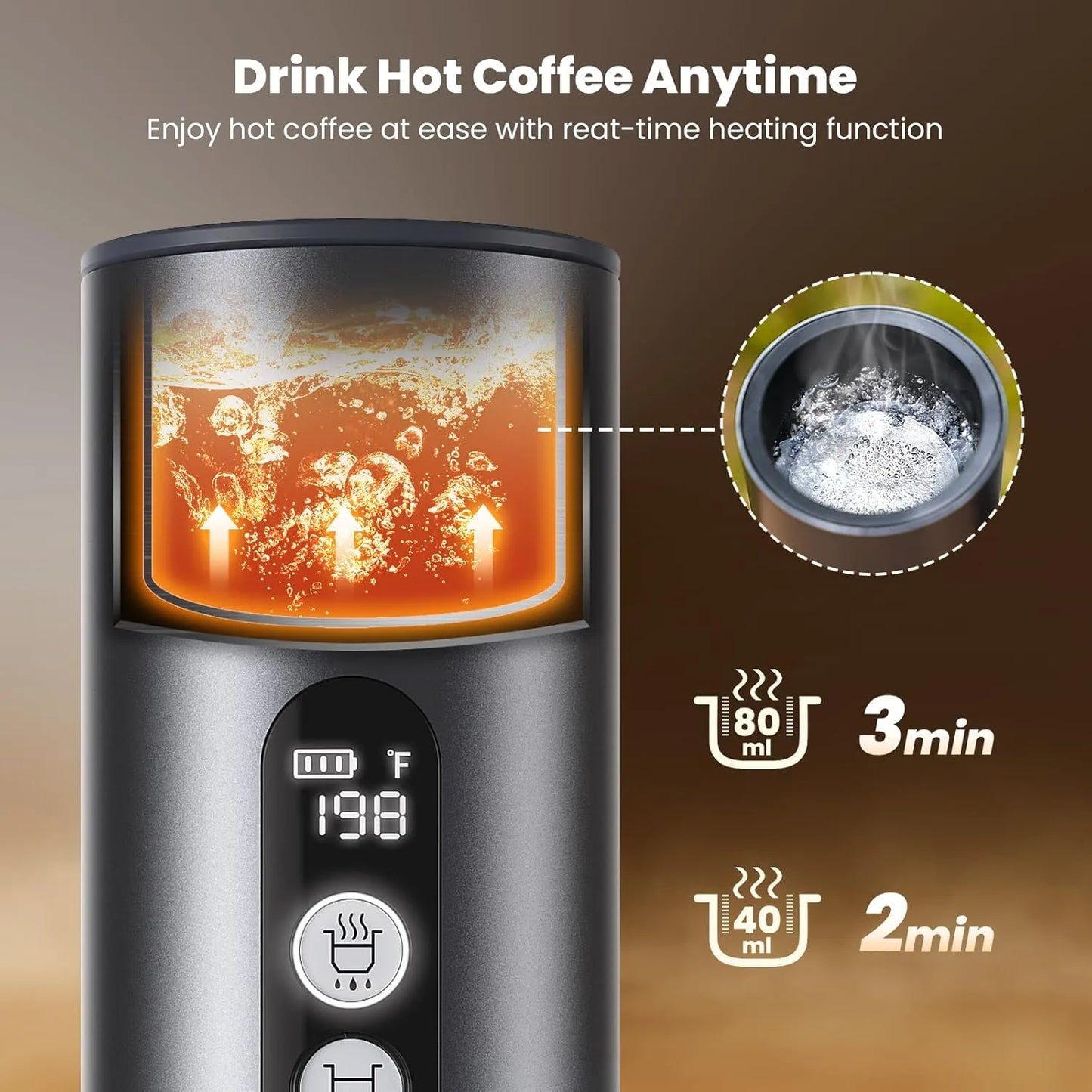 Portable espresso coffee machine with included tea cup holder for outdoors