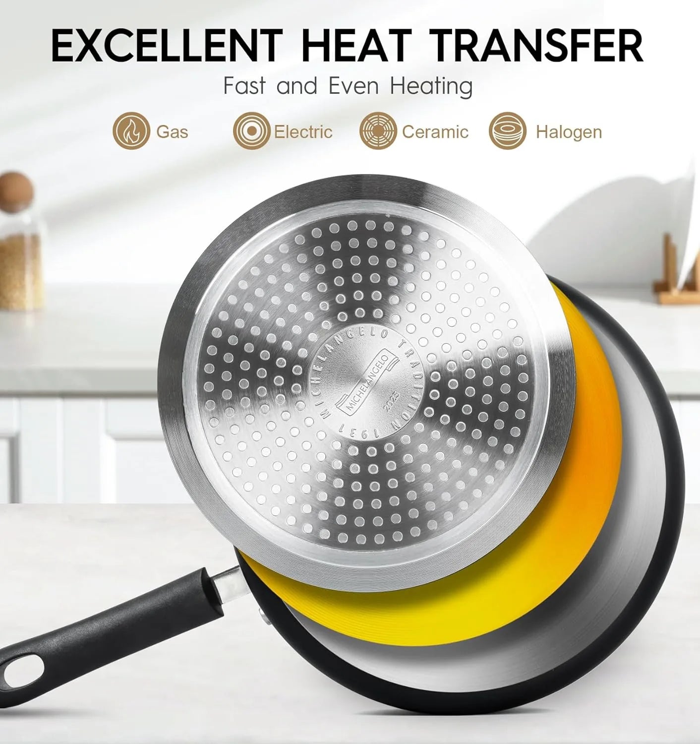 MICHELANGELO multipurpose nonstick cooking pots set for home kitchen induction compatible
