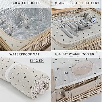 Picnic table accessory next to full insulated picnic set with tableware