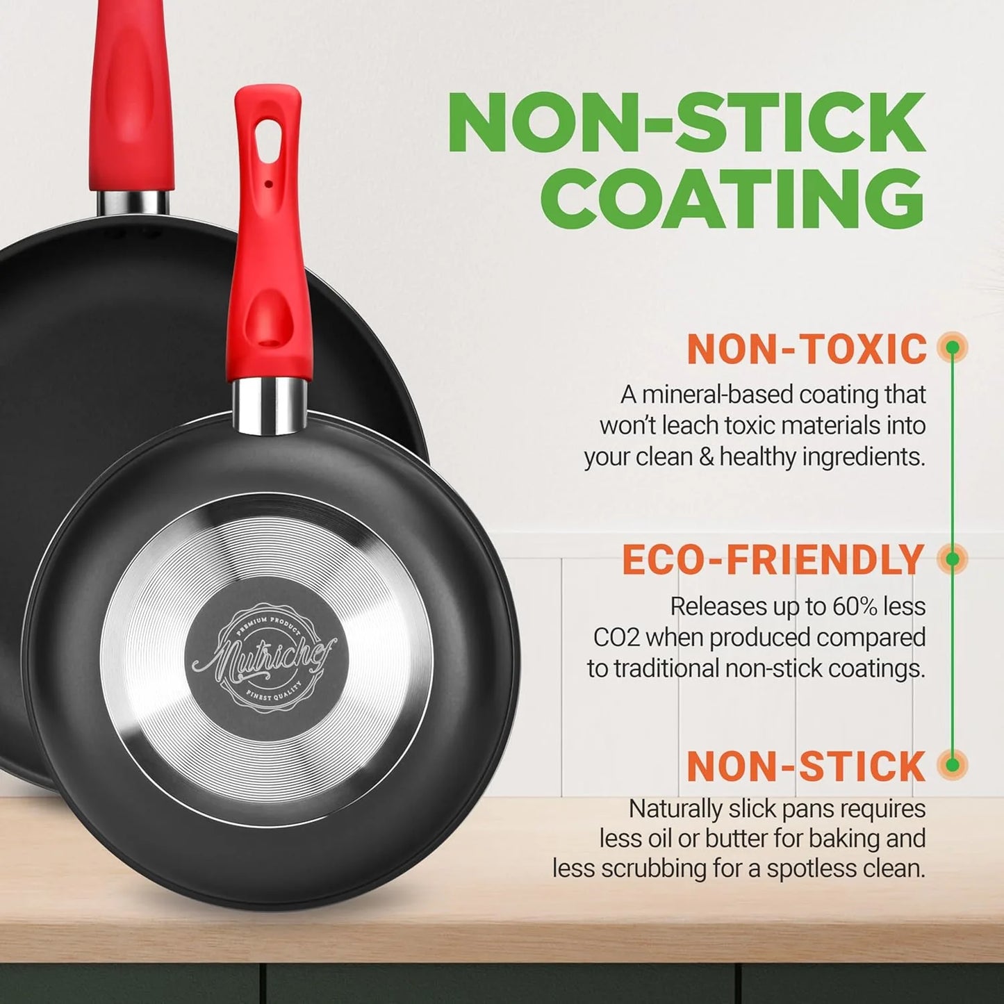 NutriChef heat-resistant lacquer cookware set for gas and electric cooktops