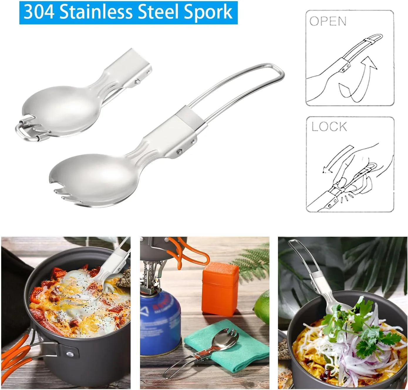 Complete camping cookware set with lightweight pot and carrying mesh bag included