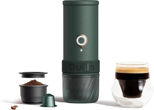OutIn Mino portable electric espresso machine compact design for travel camping