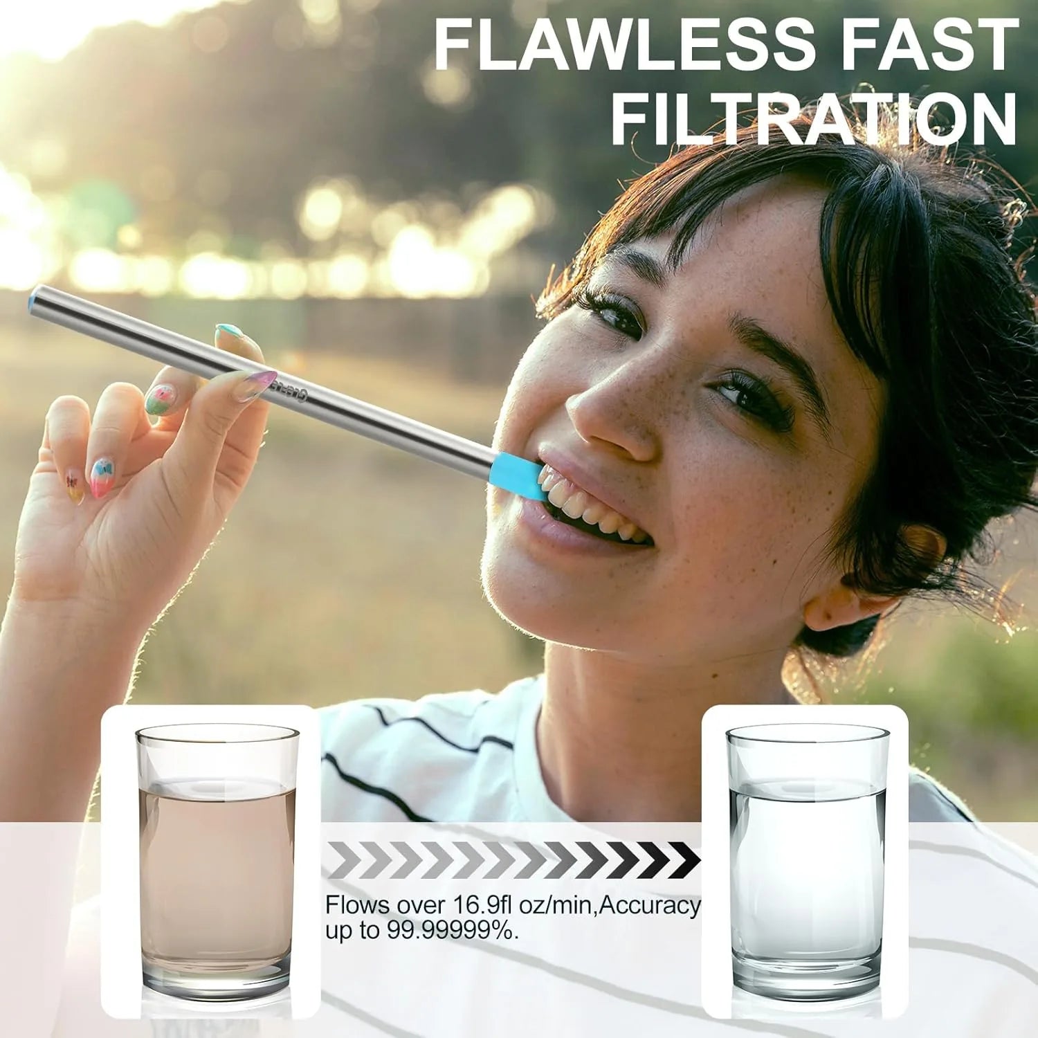 Portable emergency water filter drinking straw survival gear for travel hunting