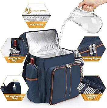 Close-up of leakproof insulated cooler wine pouch material and stitching detail