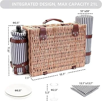 Close-up of woven wicker material and insulated liner cooler bag construction