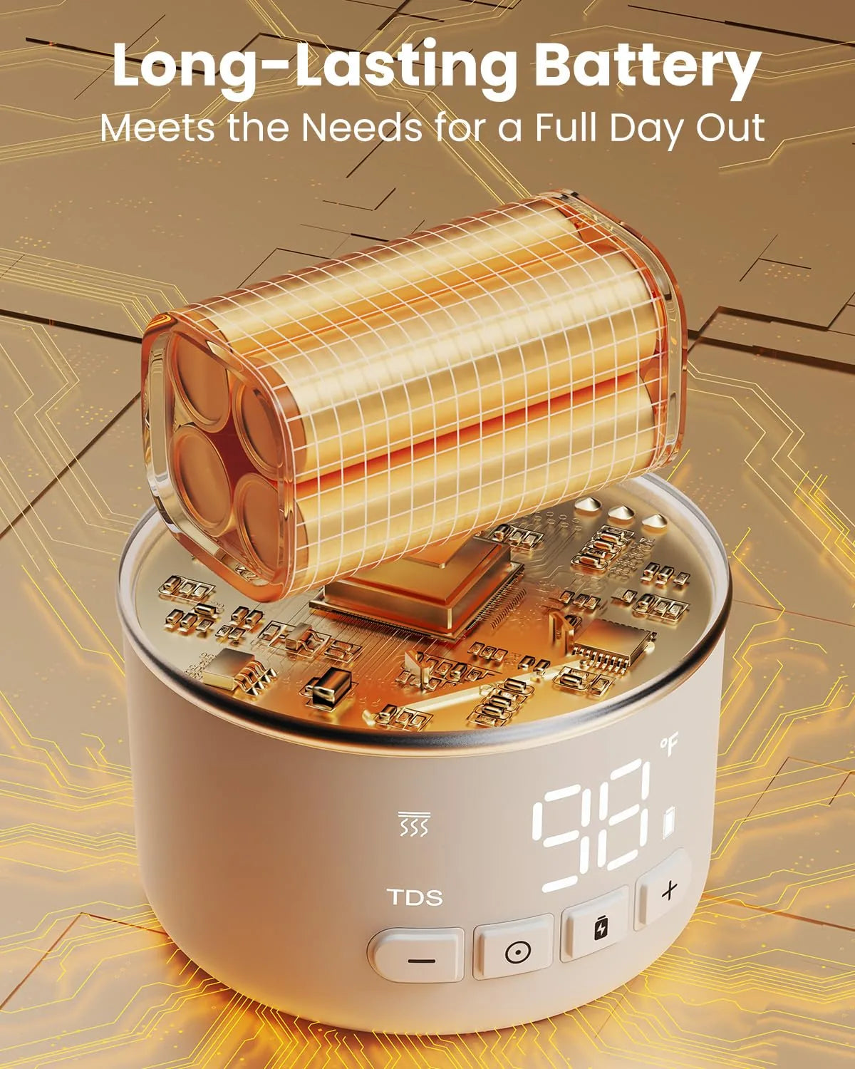 Compact portable bottle warmer designed for fast heating of infant formula
