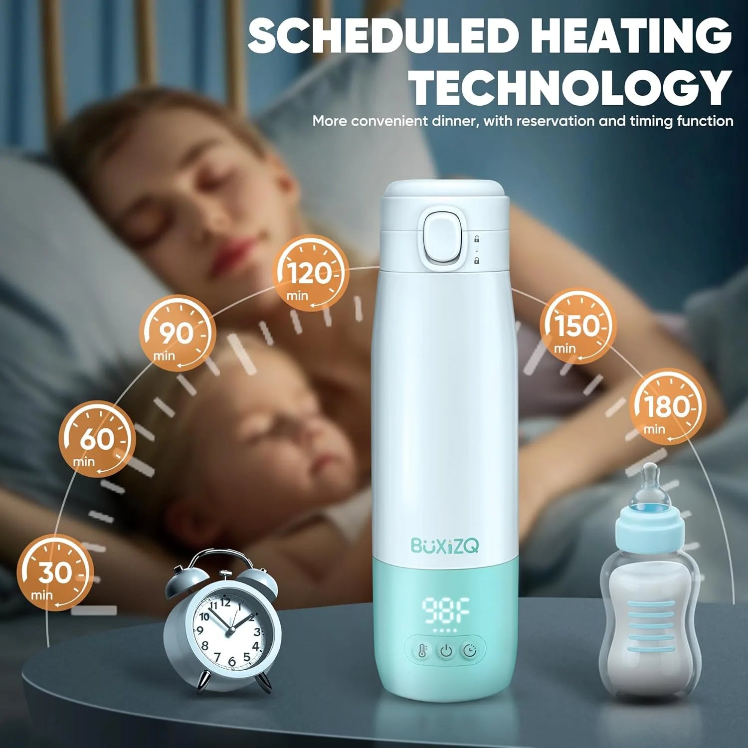 Fast charging portable baby bottle warmer heating 12oz capacity