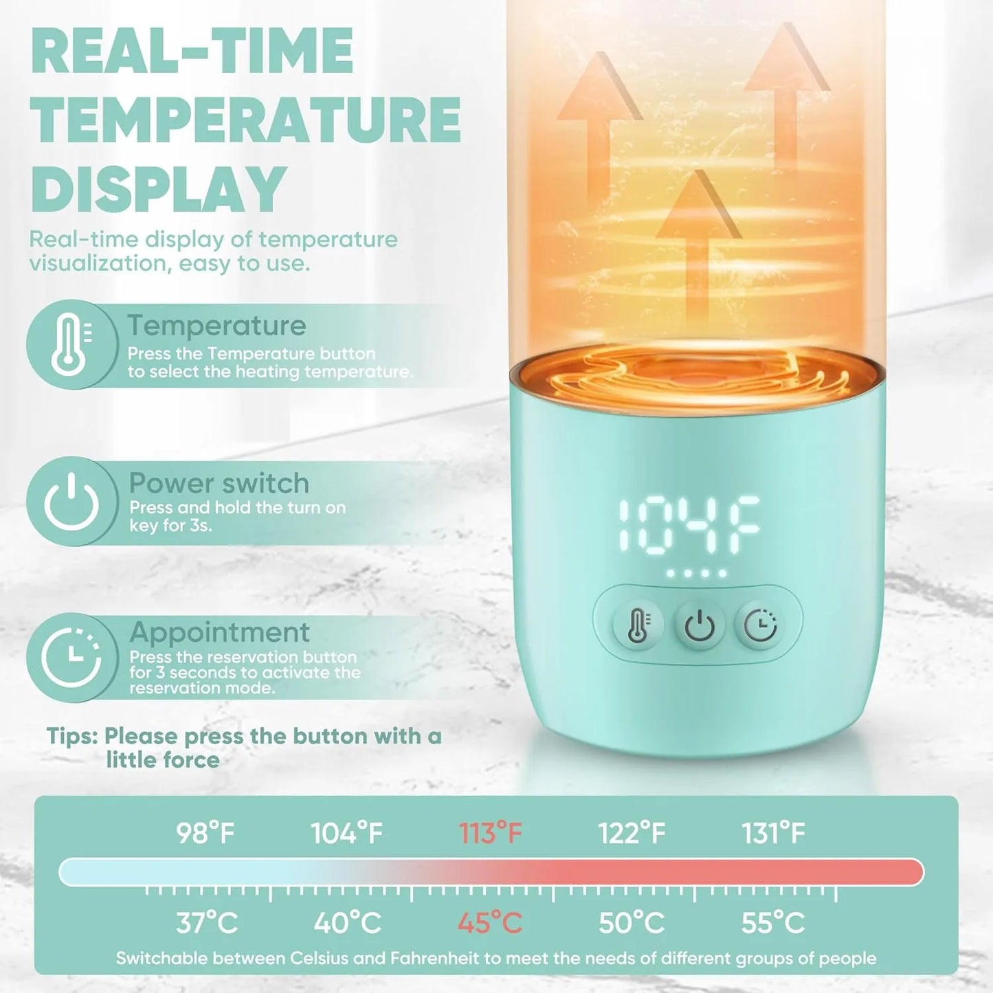 Dual heating modes bottle warmer ideal for traveling parents