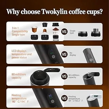 Lightweight battery-powered coffee cup maker for on-the-go espresso brewing