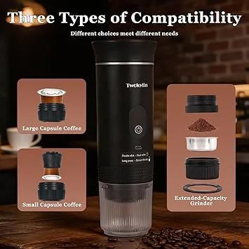 Self-heating capsule coffee maker compact enough for backpacking adventures
