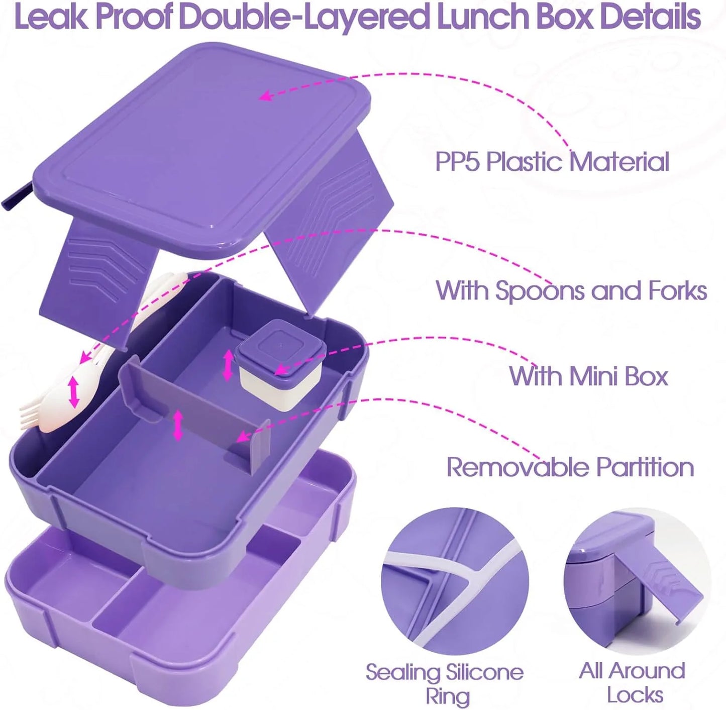 Kids school lunch box thermos set preppy design adjustable strap