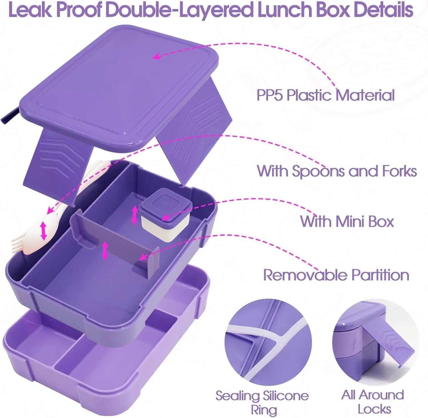 Kids school lunch box thermos set preppy design adjustable strap