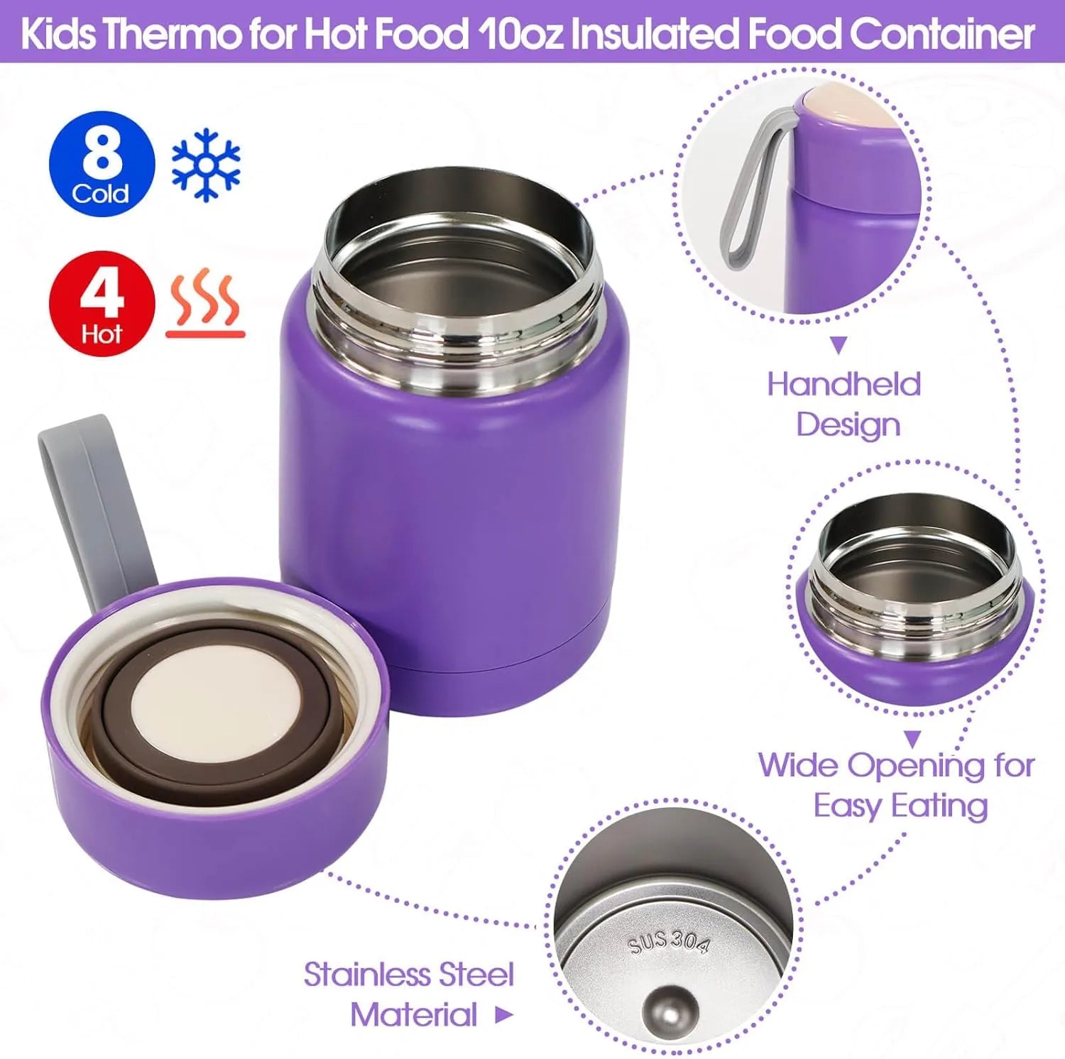Insulated lunch box for teens girls purple bento compartment organizer
