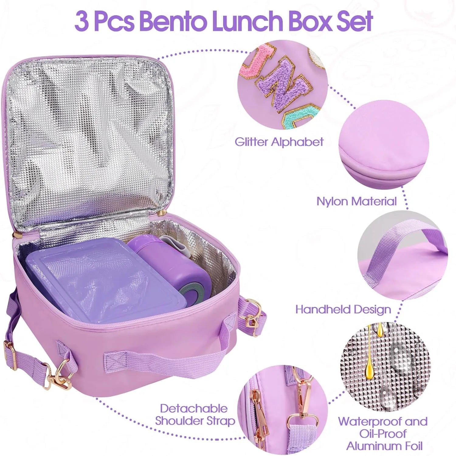 Preppy girls lunch bag with thermos compartments travel picnic school
