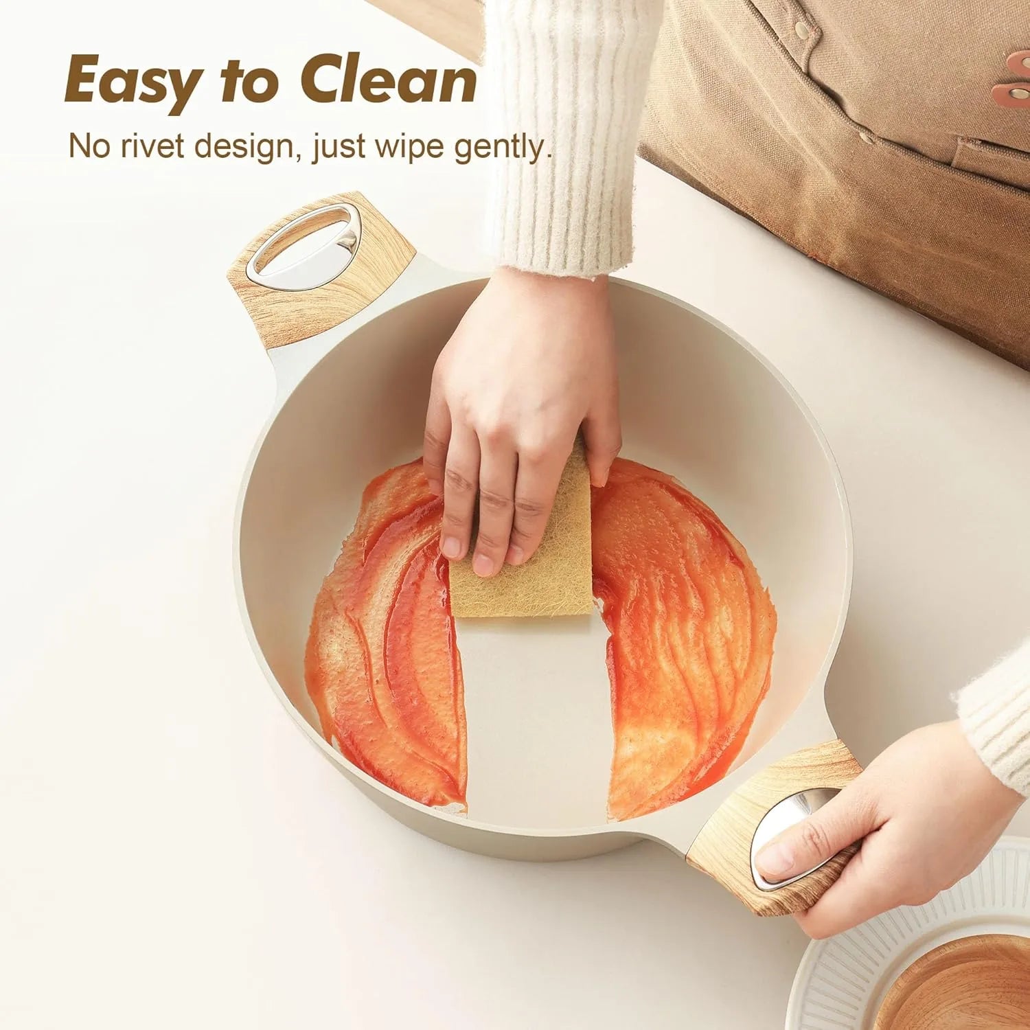 Non-toxic ceramic cooking pot stew pot with glass lid taupe