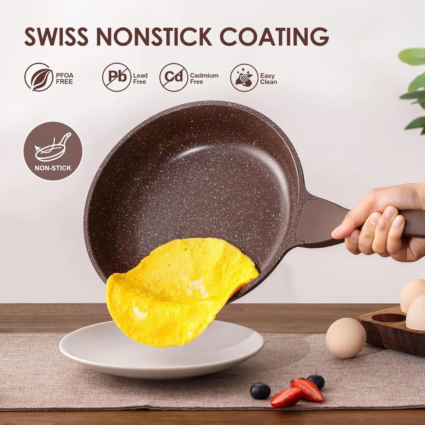 Healthy PFOA free omelette pan nonstick skillet perfect for chef cooking