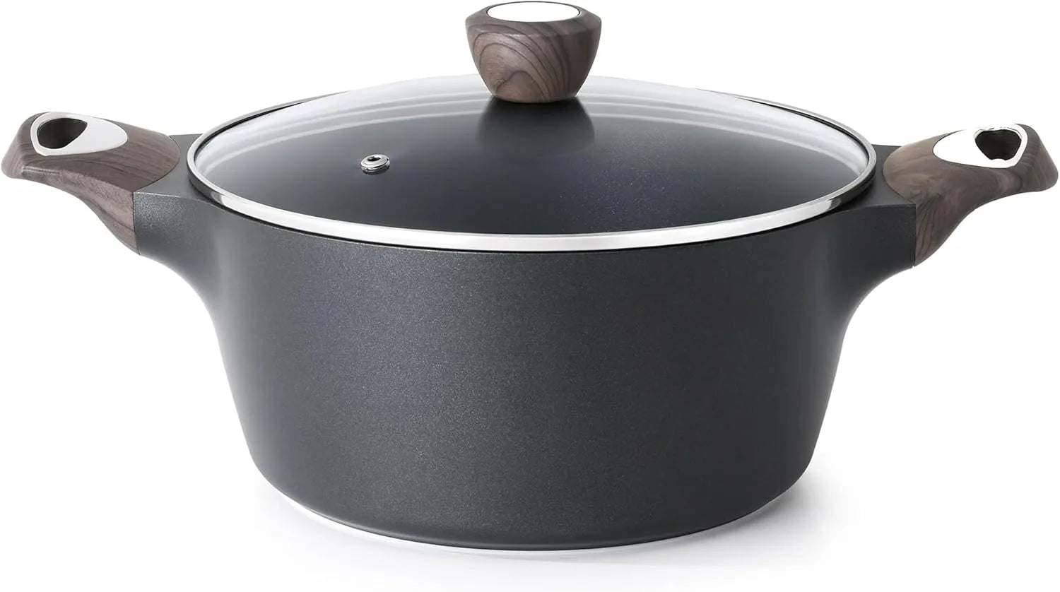 SENSARTE nonstick stock pot with lid in black, induction compatible