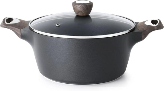 SENSARTE nonstick stock pot with lid in black, induction compatible