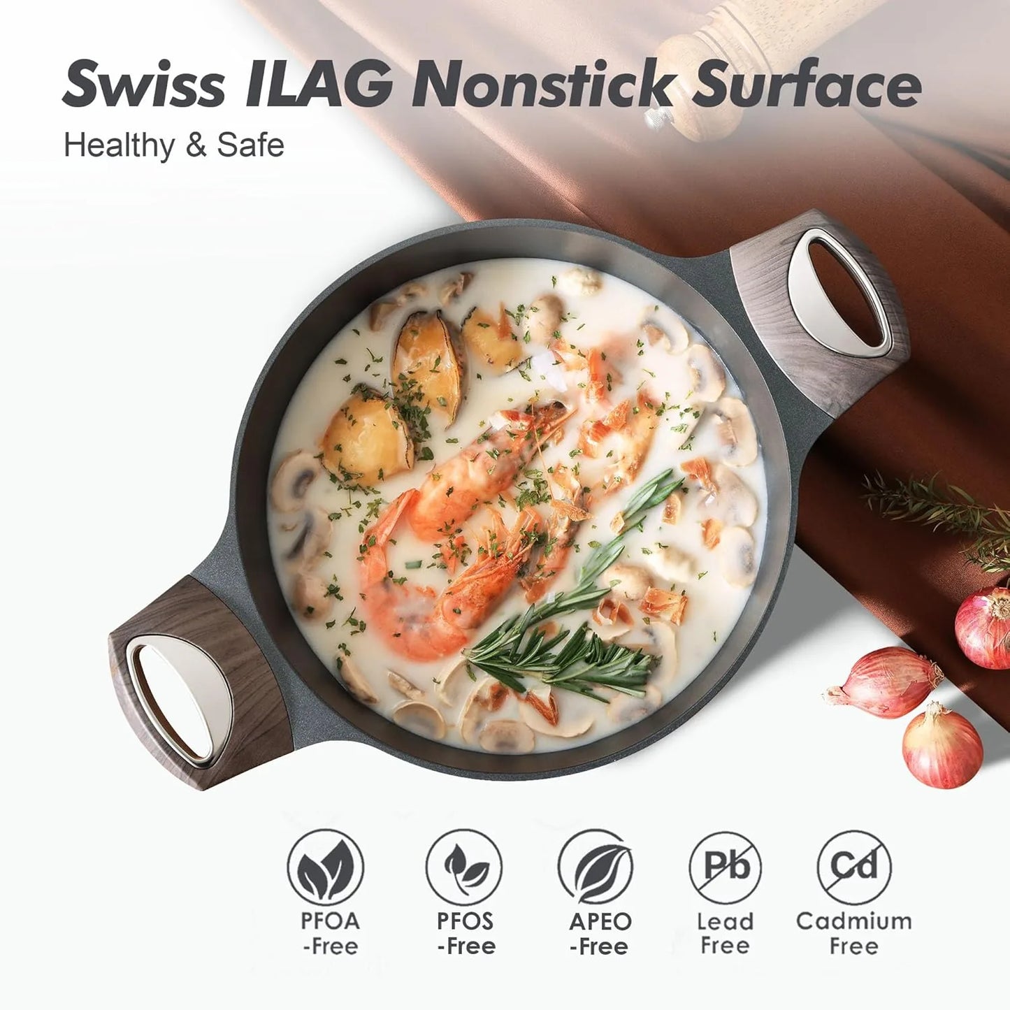 Large 6.6 quart nonstick soup pot casserole for healthy cooking