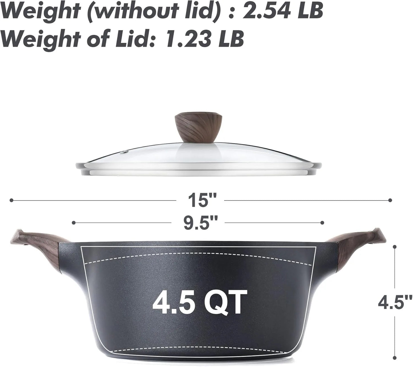 PFOA free nonstick casserole pot set with secure fitting lid