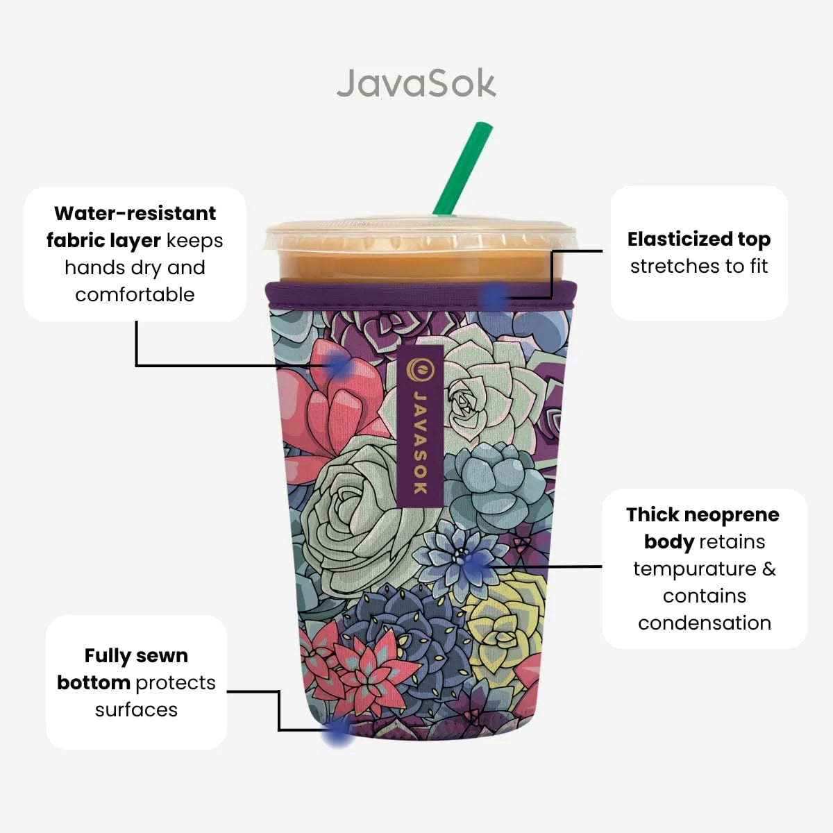 Large 30-32oz JavaSok cold drink insulated neoprene cup holder sleeve