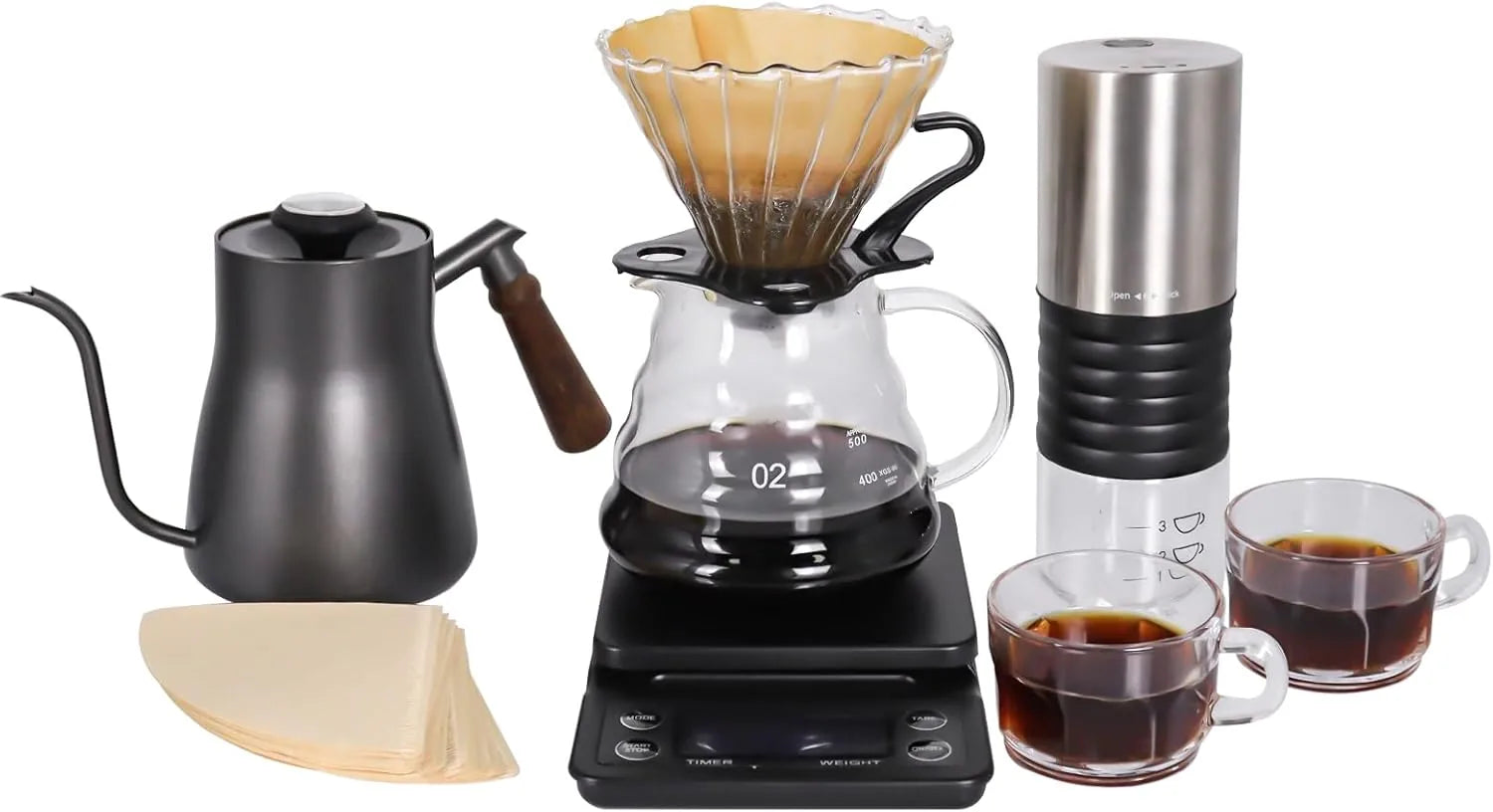 Outdoor hand brewing pot 850ml coffee set for two cups hiking picnic