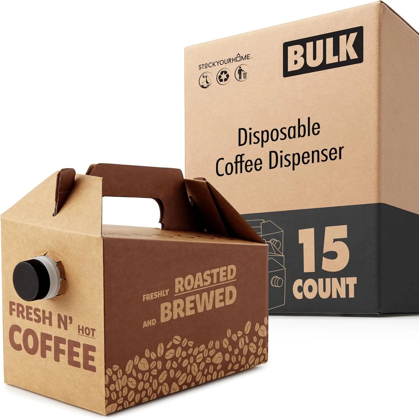 Stock Your Home 96 oz insulated disposable coffee box dispenser with handle for takeout