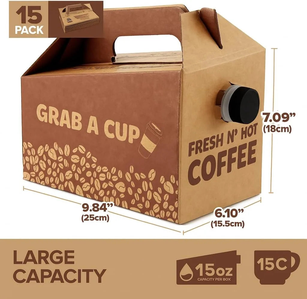 Pack of 15 cardboard beverage servers for hot and cold drinks at events