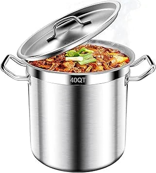 Heavy duty tri-ply bottom commercial grade stock pot side view