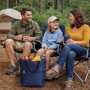 Detail of secure straps and leakproof zipper on camping cooler bag
