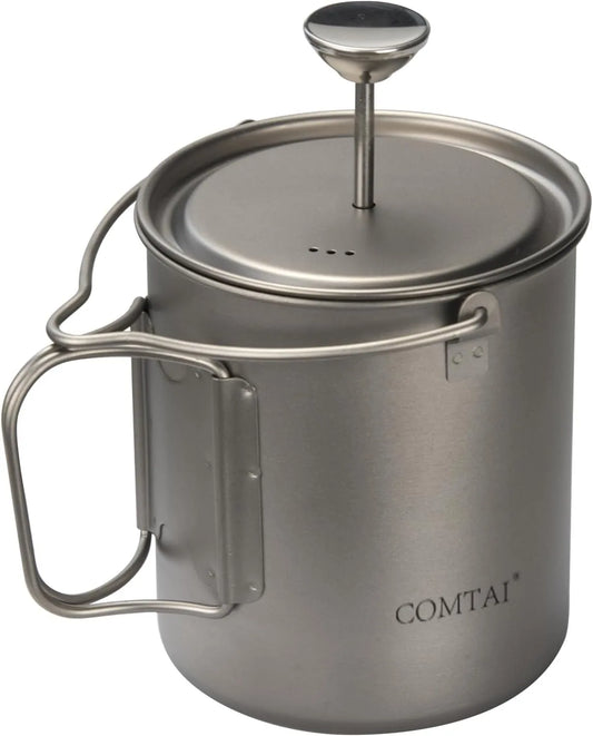 Titanium French press pot 750mL coffee maker for outdoor camping and hiking