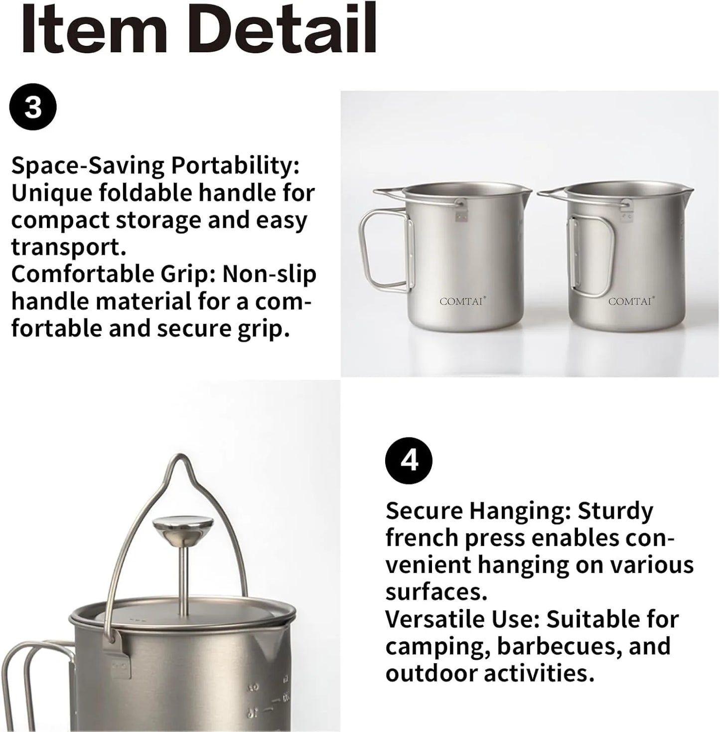 Rugged titanium French press backpacking coffee maker for outdoor enthusiasts and hikers