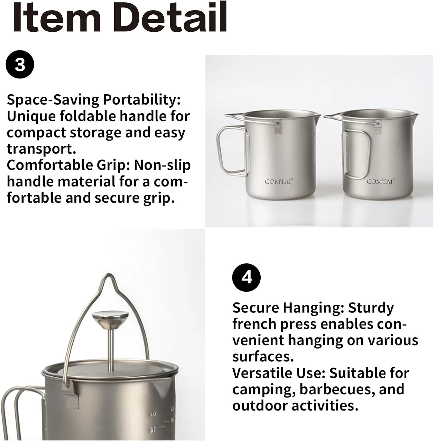 Rugged titanium French press backpacking coffee maker for outdoor enthusiasts and hikers