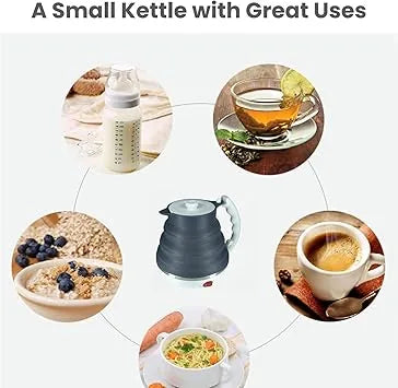 Travel-sized electric kettle in black, space-saving design for on-the-go