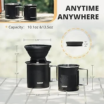 Portable pour over coffee dripper black silicone set for on-the-go brewing