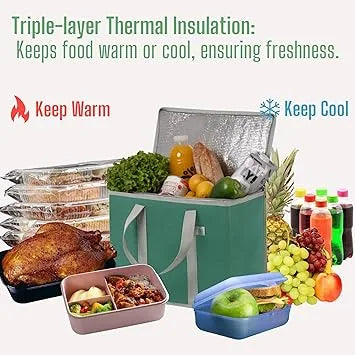 VENO collapsible cooler bag standing upright next to standard household items