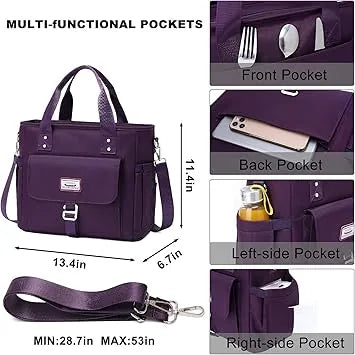 Durable material close-up of lunch bag with reinforced stitching and side pocket