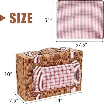 Stainless steel utensils and accessories included with camping picnic hamper
